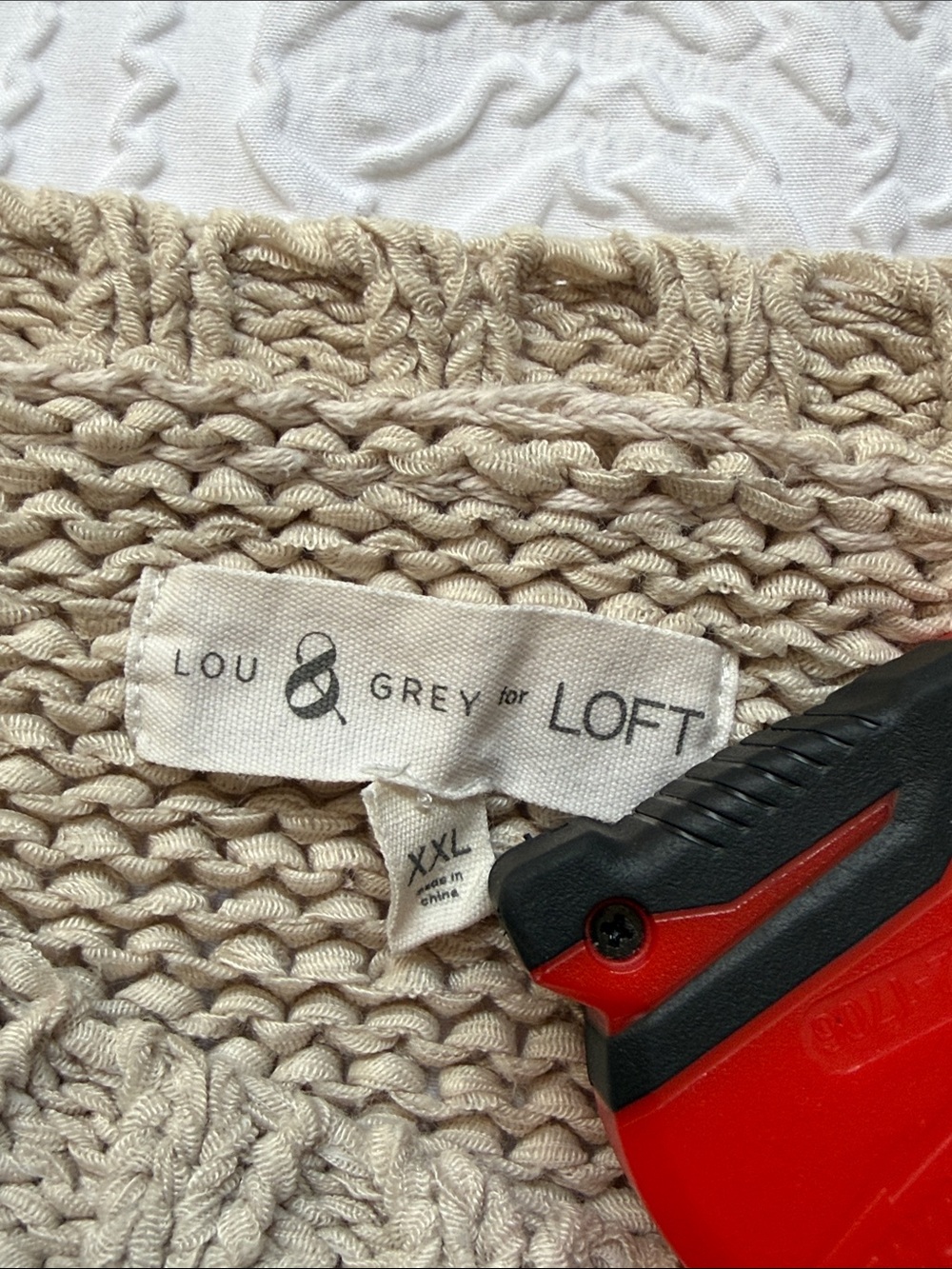 LOFT Neutral Crewneck Sweater with Mustard, Lavender & Pink Stripes - Picture 2 of 7
